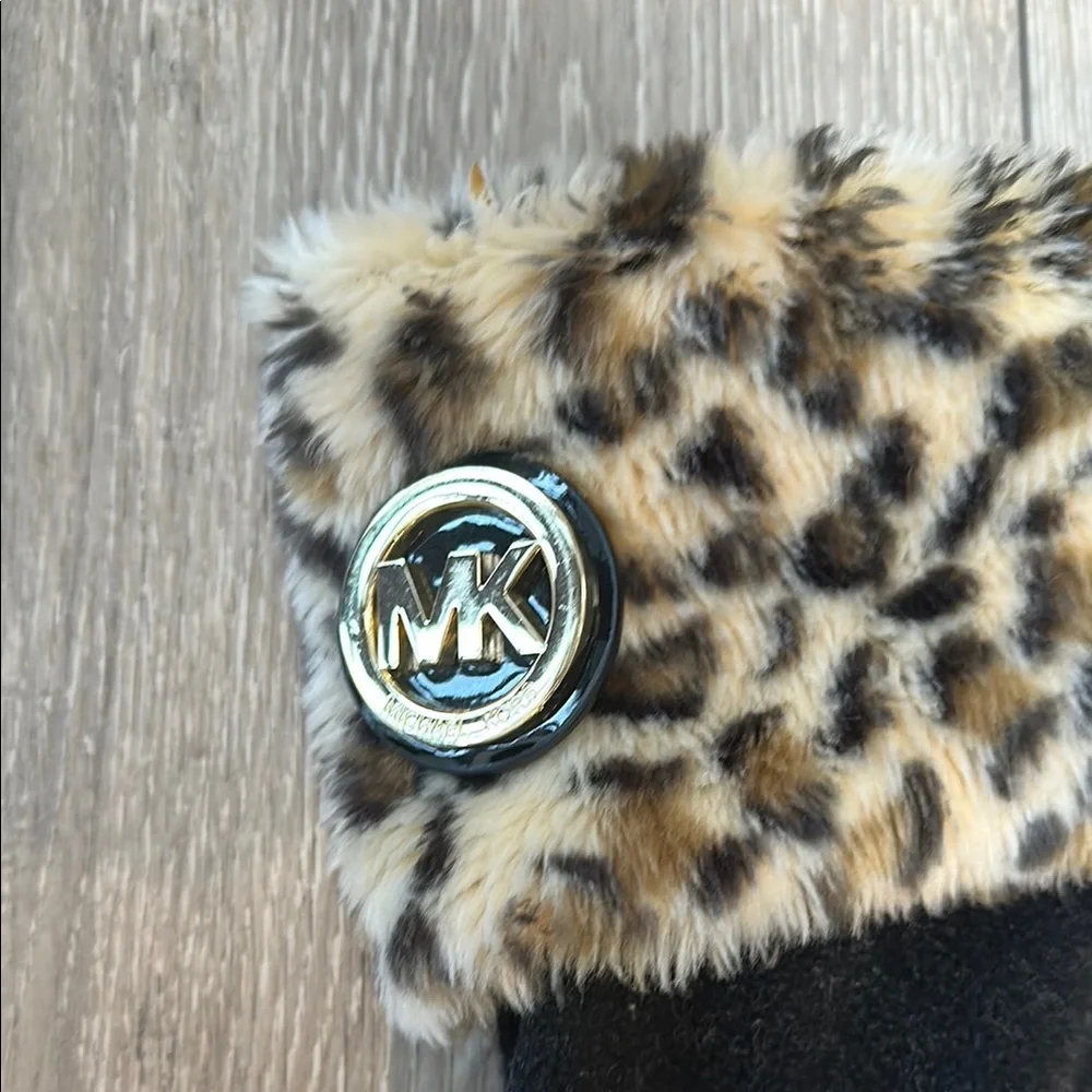MICHAEL Michael Kors Black and Brown Leopard Trim Boot Socks